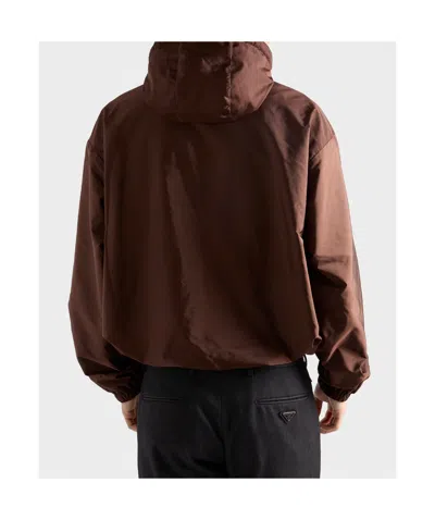 Prada Reversible Re-nylon Jacket In Brown