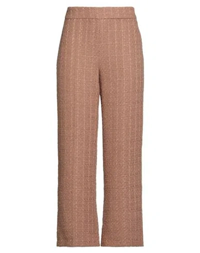 Kontatto Woman Pants Camel Size M Polyester In Neutral