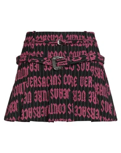 Versace Jeans Couture Woman Mini Skirt Black Size 10 Cotton, Polyester, Acrylic, Polyamide, Wool In Black