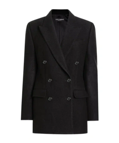 Dolce & Gabbana Double-breasted Jacket Structured Shoulders In Black
