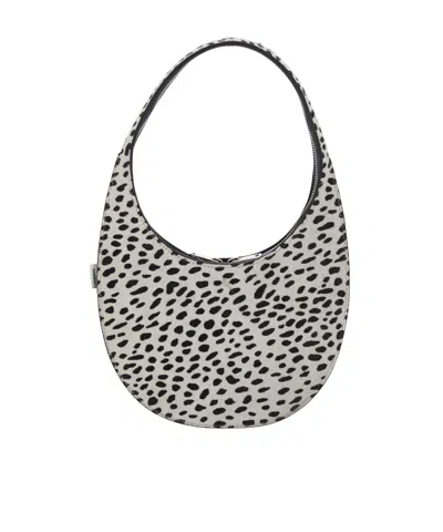 Coperni Swipe Black And White Handbag With Brushed Effect And All-over Polka Dots Motif In Fabric In Black