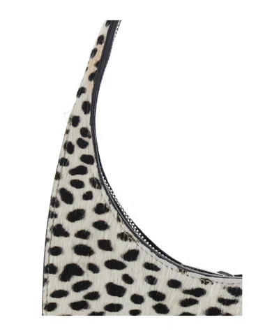 Coperni Swipe Black And White Handbag With Brushed Effect And All-over Polka Dots Motif In Fabric In Black