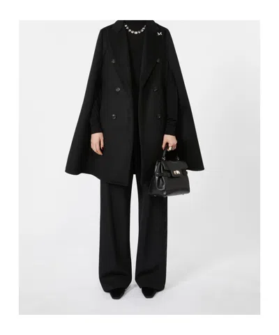 Max Mara Smooth Leather Handbag In Black