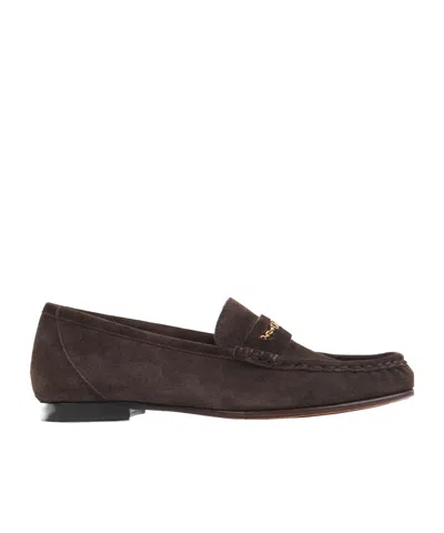 Chloé Chloe Women Dark Brown Suede Loafers In Brown
