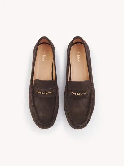 Chloé Chloe Women Dark Brown Suede Loafers In Brown