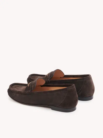 Chloé Chloe Women Dark Brown Suede Loafers In Brown