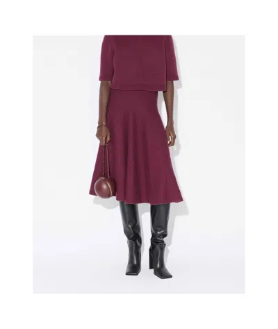 Alaïa Pleated Knitted Cashmere-blend Midi Skirt In Burgundy