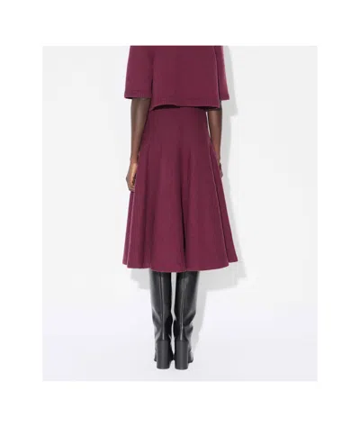 Alaïa Pleated Knitted Cashmere-blend Midi Skirt In Burgundy