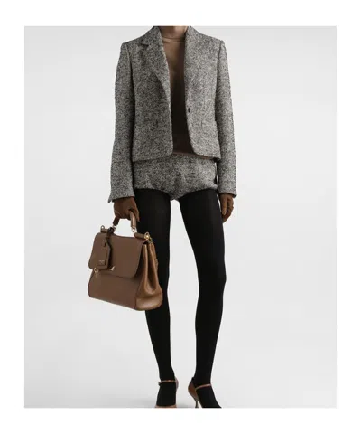 Dolce & Gabbana Single-breasted Jacket In Wool Blend Dot In Gray