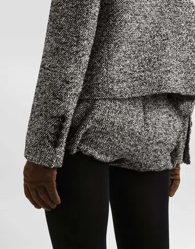 Dolce & Gabbana Single-breasted Jacket In Wool Blend Dot In Gray