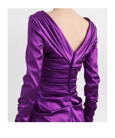 Dolce & Gabbana Draped Midi Dress In Purple