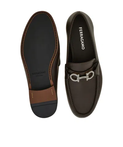 Ferragamo Grandioso Leather Loafer With Gancini Detail In Brown