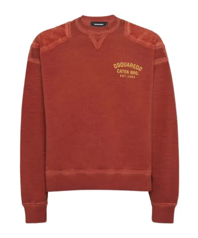 Dsquared2 Man Sweatshirt Rust Size M Cotton In Brown