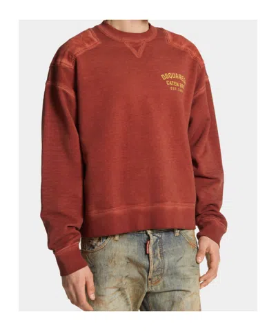 Dsquared2 Man Sweatshirt Rust Size M Cotton In Brown
