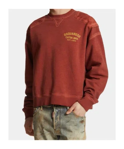 Dsquared2 Man Sweatshirt Rust Size M Cotton In Brown