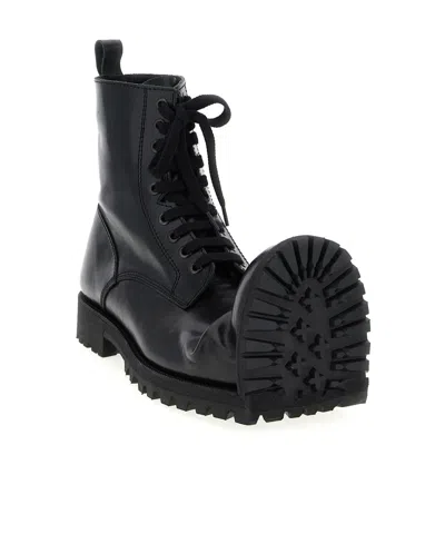 Comme Des Garçons Folded Toe Lace-up Boots In Premium Cowhide Leather In Black