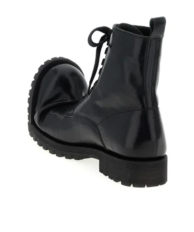 Comme Des Garçons Folded Toe Lace-up Boots In Premium Cowhide Leather In Black