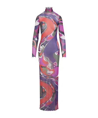 Pucci Orchid Print Dress In Multi