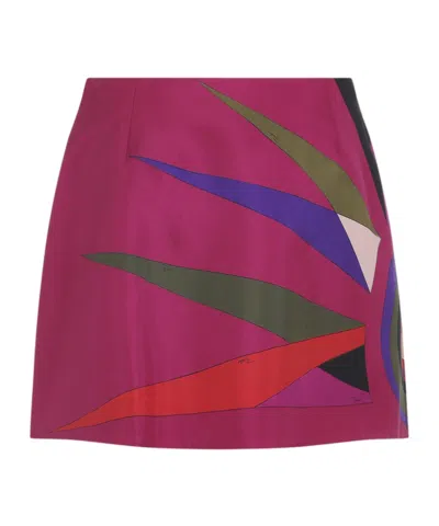 Pucci High Waist Mini Skirt With Graphic Print In Multi