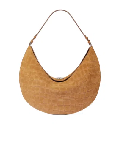 Jacquemus Crescent Crocodile Shoulder Bag With Adjustable Strap In Brown