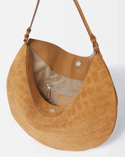 Jacquemus Crescent Crocodile Shoulder Bag With Adjustable Strap In Brown