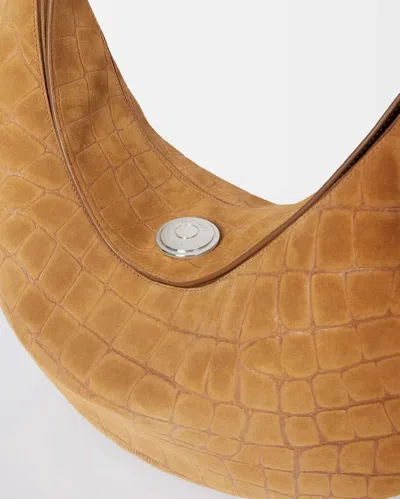 Jacquemus Crescent Crocodile Shoulder Bag With Adjustable Strap In Brown