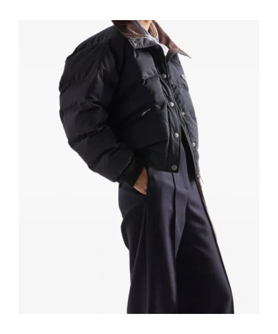 Prada Cropped Compact Poplin Down Jacket In Black