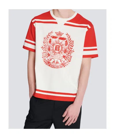 Balmain Varsity Print T-shirt In Red