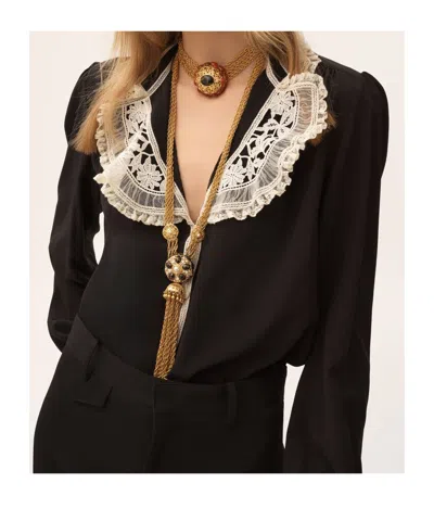 Chloé Blouse With Ruffles In Crepe De Chine And Lace Clothing In Black