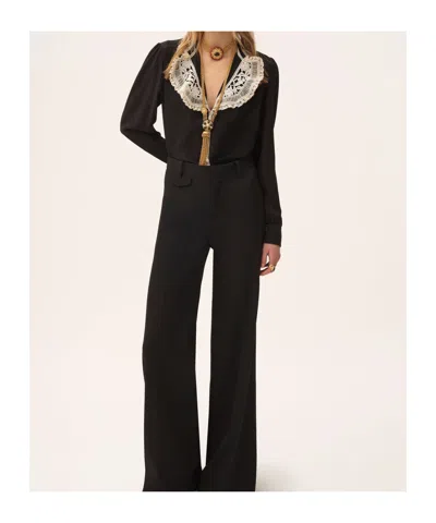 Chloé Blouse With Ruffles In Crepe De Chine And Lace Clothing In Black