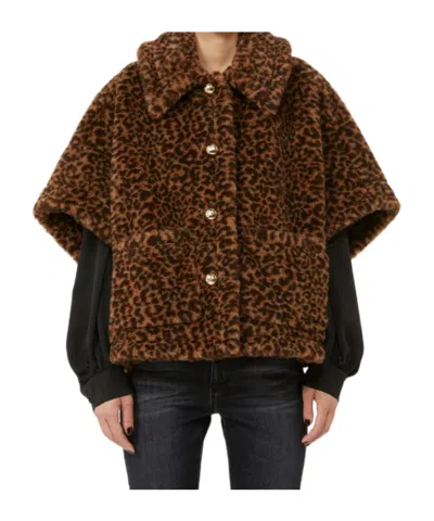 Max Mara Wool And Alpaca Jacquard Teddy Cape In Brown