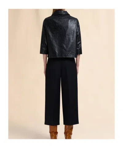 Marni Cropped Leather Button-up Jacket In Black