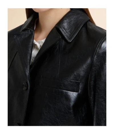 Marni Cropped Leather Button-up Jacket In Black