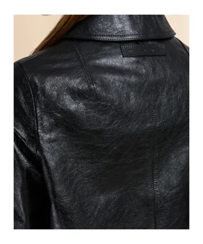 Marni Cropped Leather Button-up Jacket In Black
