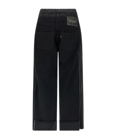 Junya Watanabe Logo-patch Panelled-design Cropped Jeans In Black