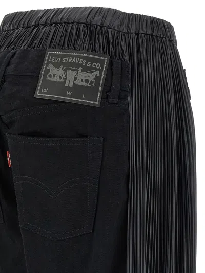 Junya Watanabe Logo-patch Panelled-design Cropped Jeans In Black