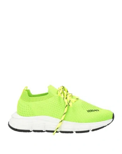 Versace Young Toddler Sneakers Lime Green Size 10c Textile Fibers In Multi