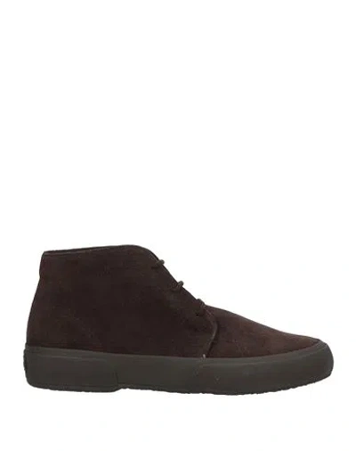 Superga Man Ankle Boots Dark Brown Size 8 Leather In Burgundy
