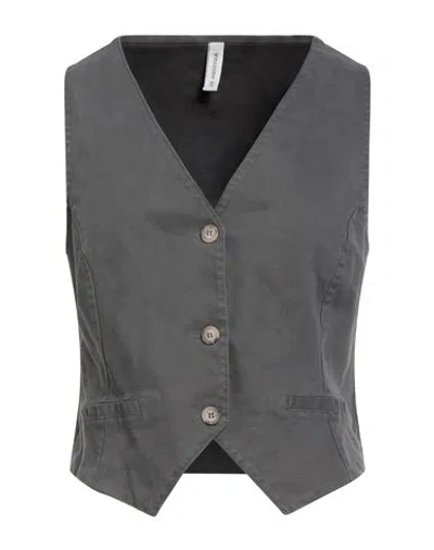 Tensione In Woman Tailored Vest Charcoal Size L Cotton, Elastane In Gray