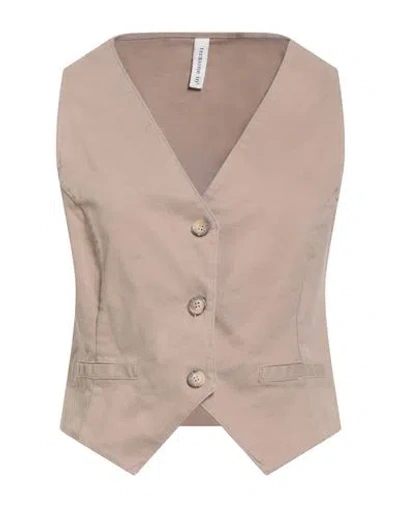 Tensione In Woman Tailored Vest Camel Size L Cotton, Elastane In Neutral