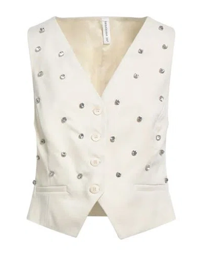 Tensione In Woman Tailored Vest Cream Size M Polyester, Viscose, Elastane In White