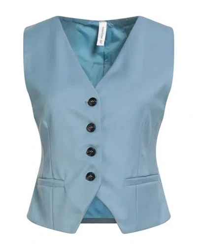 Tensione In Woman Tailored Vest Light Blue Size Xs Polyester, Viscose, Elastane In Blue