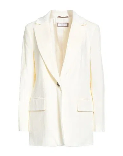 Peserico Easy Woman Blazer Cream Size 12 Cotton, Viscose, Elastane In Brown