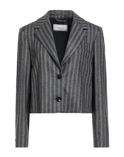 Peserico Woman Blazer Charcoal Size 6 Virgin Wool, Polyamide, Polyester, Elastane In Black