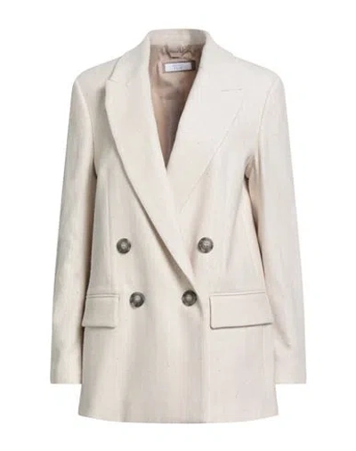 Peserico Easy Woman Blazer Off White Size 6 Wool, Viscose, Polyamide, Polyester, Elastane In Neutral