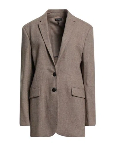 Rag & Bone Woman Blazer Sand Size 10 Wool, Elastane In Gray