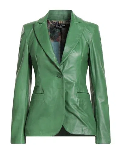 Street Leathers Woman Blazer Green Size L Leather In Green
