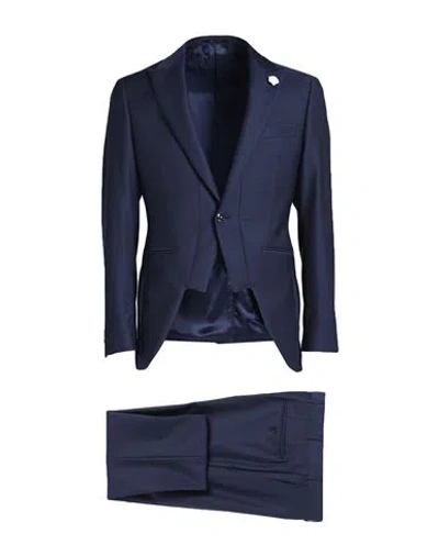 Luigi Bianchi Mantova Man Suit Navy Size 42 Polyester, Virgin Wool, Elastane In Blue
