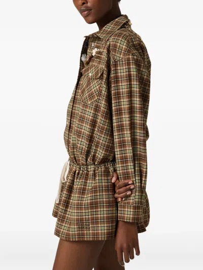 Miu Miu Plaid Miniskirt In Brown