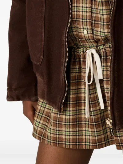 Miu Miu Plaid Miniskirt In Brown